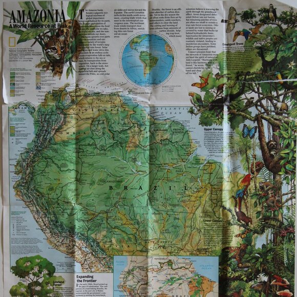 National Geographic Map" South America/ Amazonia." - Picture 1 of 4